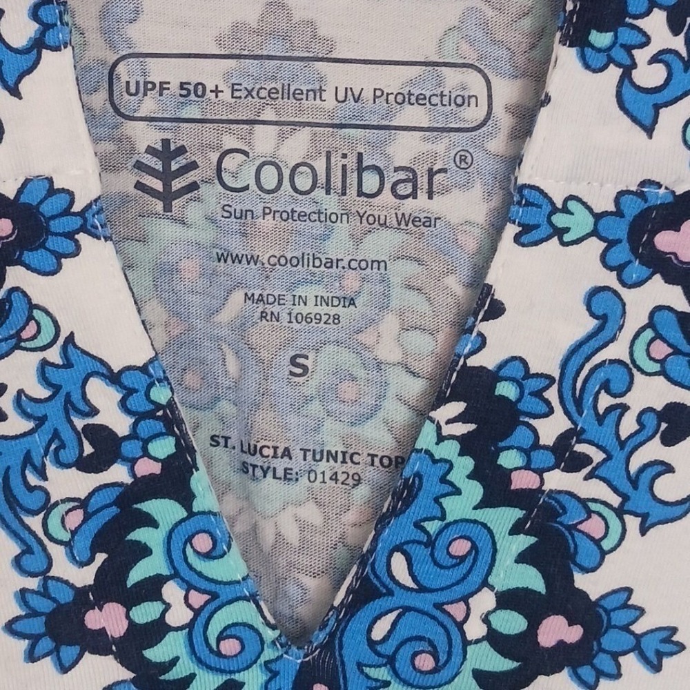 Coolibar UPF 50+ Tunic Top Blue Medallion Sun Protection Beach Cover Up S - Picture 5 of 6